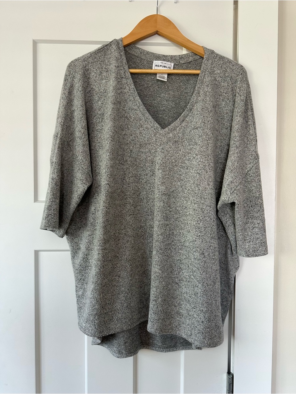 For The Republic Heather Gray V-Neck Sweater